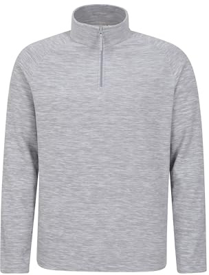 Mountain Warehouse Snowdon Mens Micro Fleece Top - Warm, Breathable, Quick Drying, Zip Collar Fleece Sweater, Soft & Smooth Pullover - For Spring Summer, Travelling, Walking Light Grey M