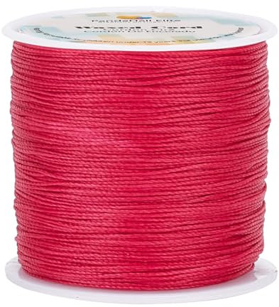 PH PandaHall 100 Meters 0.5mm Waxed Polyester Cord for Jewelry Making, Macrame Cord, Sewing Projects, Dream Catchers, Dark Pink