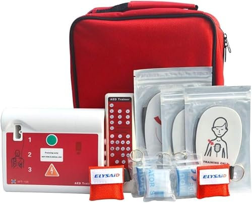 AED Trainer XFT-120C+ Erste-Hilfe-Trainingssatz Reanimationsgerät Defibrillator Erste-Hilfe-Gerät Sprachbefehle Englisch Französisch Spanisch Deutsch Niederländisch Dänisch Portugiesisch (Red