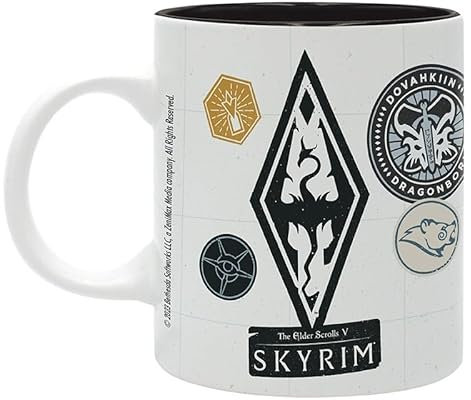 Skyrim - Tasse - Dragonborn - Kaffeebecher - The Elder Scrolls - Kaffeetasse - Logo - Abzeichen Mug - Geschenkbox