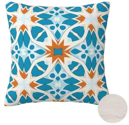 Kissenbezug 40x40 cm 2er Set, Deko Kissen Blau Sofakissen, Kissenbezüge mit Unsichtbarem Reißverschluss, Outdoor Kissen Indien Kissenbezug Frühling für Couch Stuhl Bett Aesthetic Room Decor -OZ482
