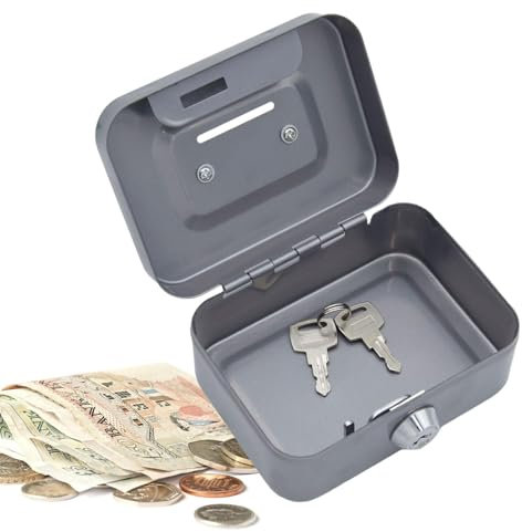 Lockable Cash Boxes With Keys, Small Money Box Cash Box With Lock And Slot | Cash Box With Slot For Kids | Safe Lock Box Money Bank For Kids Adults Coin Collection, 11.5x8.5x5.8cm