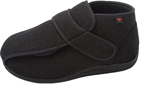 ZHENSI Diabetikerschuhe Herren, Verstellbare Extra Breite Schuhe Warme Hausschuhe Für Geschwollene Füße Weiche Unterseite rutschfest,Schwarz,48 EU