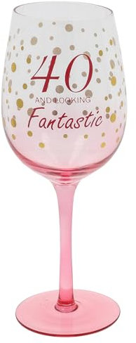 Shudehill Giftware Gold Speckle Birthday Special Age Colourful Wine Glass - 18th, 21st, 30th, 40th, 50th, 60th, 70th Birthday Gift (40)