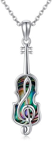 DAYLINLOVE Violine Halskette S925 Sterling Silber Musik Note Anhänger Halskette Violine Schmuck Geschenke für Frauen Männer Musikliebhaber