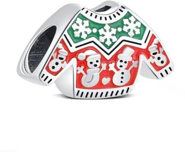 KEQ Merry Christmas Charm For Bracelets 925 Sterling Silver Santa Claus is Coming to Town Charm fit for Bracelet/Necklace Jewellery Gift for Wife Daughter