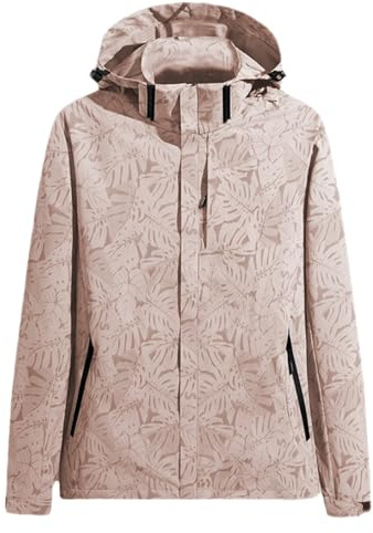 Veste de pluie pour femme - Grandes tailles - Veste demi-saison - Manteau de pluie avec capuche - Coupe-vent - Veste légère - Veste d'extérieur - Veste fonctionnelle - Trench coat - M-5XL, Rose, 5XL