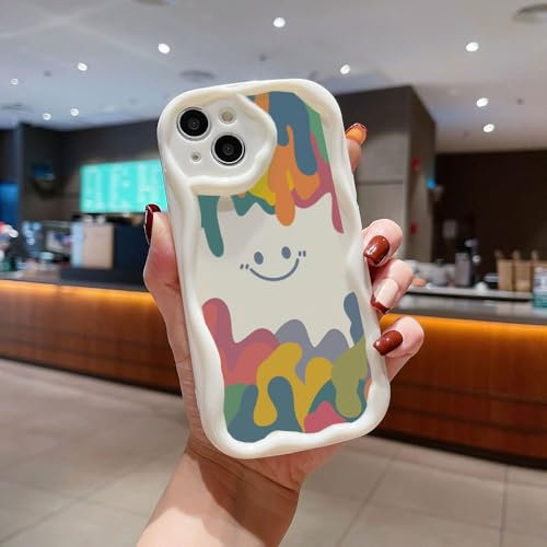 Lächeln Welle Silikon Weich Hülle Kompatibel mit iPhone 12 mini Weiß