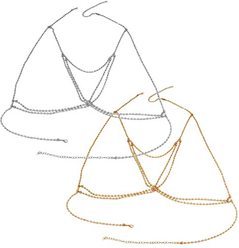 Holibanna Chic Women's Body Jewelry Choker Necklaces Rhinestone Bra Chain Set for Dance and Party Outfits