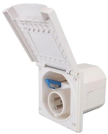 Boîte D'entrée de Puissance Intégrée pour Prise RV, 3 Broches, 240V, 16a, Résistante à L'eau et à la Poussière, pour Remorque, Camping-car, Bateau, Extérieur