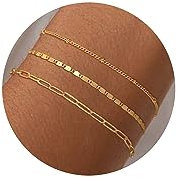 jewellery goldarmbänder für frauen, zierlicher 14k vergoldeter armbandstapel, vergoldetes armbandset, wasserdichte büroklammerkette, stapelbare armbänder, niedlicher, minimalistischer damenschmuck,