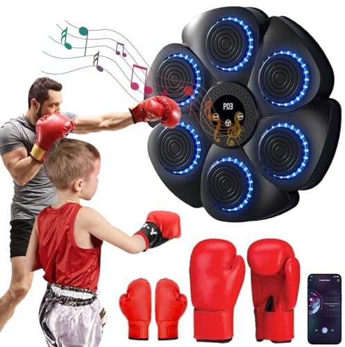 DriveNova Music Boxing Machine für Erwachsene - LED Licht Elektronische Musik Boxmaschine mit Boxhandschuhen, Bluetooth Boxmaschine mit Musik mit 9 Einstellbare Geschwindigkeiten für Kinder