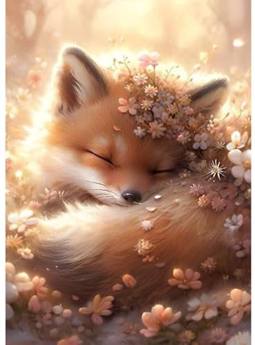 Lxmsja 5D Diamond Painting Fuchs, Diamond Painting Tiere Erwachsene, Fuchs Diamant Painting Bilder Erwachsene, Full DIY Diamant Kunst Malerei Stickerei Set Kreuzstich Bilder Home Wand Dekor 30x40cm
