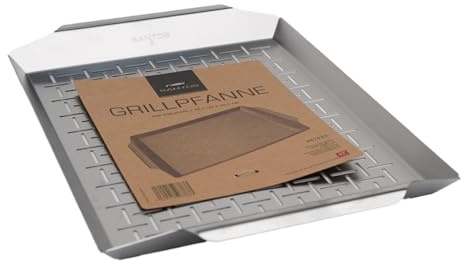 SANTOS gelochte Grillschale XXL – Edelstahl Grillkorb 44,5x30 cm – Gemüsekorb für Grill, Fleisch, Fisch & Meeresfrüchte – rostfrei & spülmaschinengeeignet
