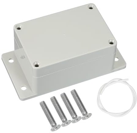 PATIKIL 5.2 Inch Junction Box, Electrical Enclosure Box ABS Plastic Waterproof Outlet Plug Cover Cord Protector with Mounting Plate for Outdoor Indoor Electric Project, White/Grey
