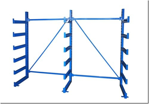 RLW-Gerätevertrieb Kragarmregal, Einseitig, 3 Ständer mit 6 Armen, 1.200 kg pro Ständer, Blau, Wandmontage (einseitig, 3, Kragarmregal) L=285 cm