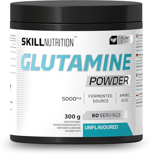 SKILL Nutrition Glutamine - Hochwertiges L-Glutamin-Pulver | 300 g | Unterstützt die Regeneration & den Muskelaufbau | Frei von Zucker & Füllstoffen | Vegan & Vegetarier-freundlich