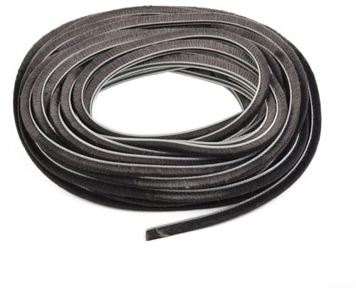 Joint d'étanchéité à brosse pour porte coulissante à battant coulissant, insonorisant, anti-poussière - 5 mm x 6 mm - Noir - 10 m