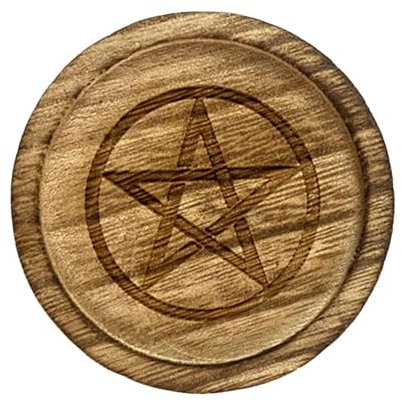 Bandeja de Altar de Brujas - Altar con candelabros de Estrella - Altares Plate Astrology Pentacle | Candelador de pentáculo de Madera con diseño de Pentagrama para Velas, Cristales