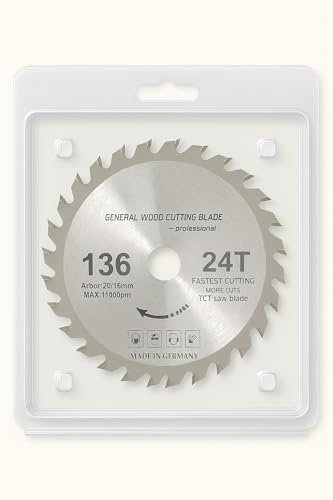 TCT Circular Wood Saw Blade 136mm x 20mm x 24T – Made in Germany