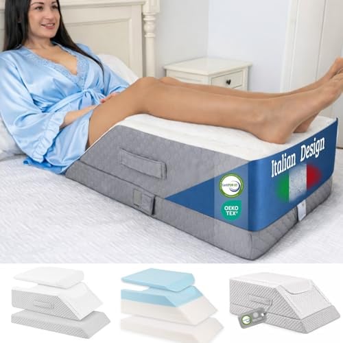 Ritalia Venenkissen Beinkissen zur Beinhochlagerung, 3 Höhen einstellbar, 64x43x24 cm, Orthopädisches Memory Foam Kissen, waschbarer atmungsaktiver Bezug