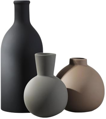 Osmond Ceramic Vase Set of 3, Vases Home Decor Rustic Vase Farmhouse Decor Vases for Bouquet Pampas Grass Dried Fresh Flowers