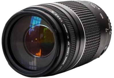 Lente, Compatible con Canon EOS 1300D, 650D, 60D, 70D, 80D, 6D, 5D3, T3i, T5i, T6. Objetivo Zoom telefoto EF 75-300 mm F4-5.6 III for cámaras réflex Digitales.