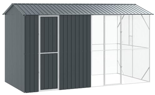 vidaXL Vogelkäfig Anthrazit, 430 x 208 x 247 cm, Stahl verzinkt, für Garten und Terrasse, eleganter Vogelkäfig, Vogelhaus, robust, rechteckig, geräumig, wetterfest