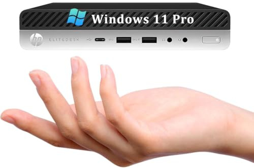 HP EliteDesk 705 G5 Mini Ordenador de sobremesa, AMD Ryzen 5 Pro 3400G, 8 GB de RAM, SSD de 256 GB, WiFi, Bluetooth, Teclado QWERTY Estadounidense, Windows 11 Pro (reacondicionado)