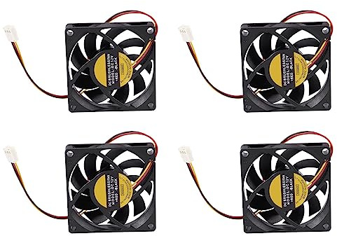 Xnuiasqe 4 Pezzi 70X70mm 12V A 3 Pin PC Computer Case CPU DC Brushless Ventola di Raffreddamento Nero