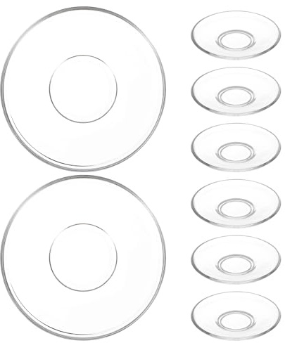 CHILDWEET Piattini di Vetro Trasparente Rotondi 8 Pezzi per Tazze e tè | Bicchieri di Plastica Trasparenti, Facili da Pulire, Leggeri e Salvaspazio