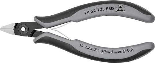 KNIPEX Präzisions-Elektronik-Seitenschneider ESD mit Mehrkomponenten-Hüllen brüniert 125 mm, 79 52 125 ESD