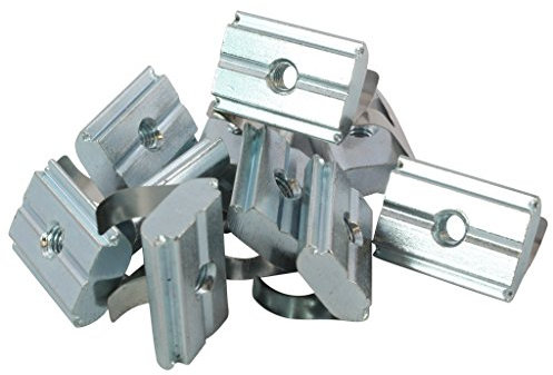 10x Nutenstein einschwenkbar Nut 10 - Typ B - M4 mit Steg, Federblech, Stahl