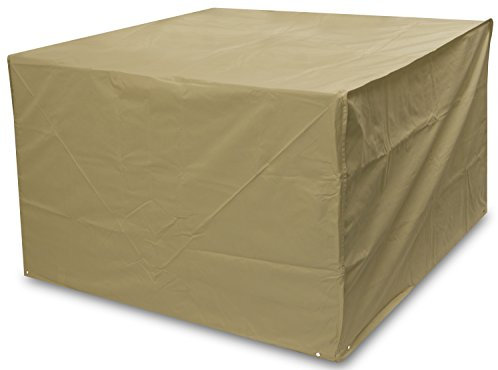 Woodside Heavy Duty Waterproof Rattan Cube Outdoor Garden Furniture Rain Cover, Sand/Beige, Heavy Duty 600D Material, 5 YEAR GUARANTEE