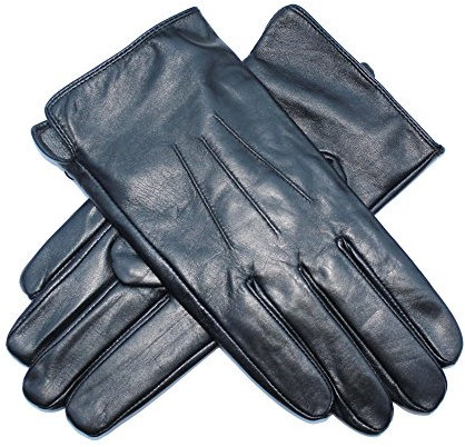 Herren-Handschuhe, Kaschmir, gefüttert, echtes Butter, weiches Leder, Schwarz - Schwarz - Groß