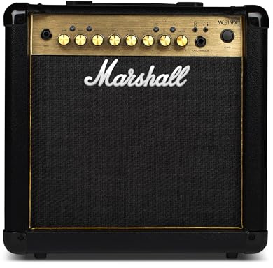 Marshall MG15GFX Combo Amplificatore per chitarra - Canali Clean, Crunch, Overdrive | Riverbero, Delay e altri effetti digitali | EQ a 3 bande | Uscita cuffie da 3,5 mm | Uscita 15W - Nero