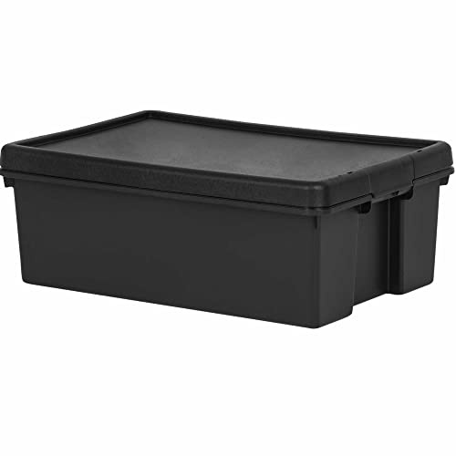 Wham Bam Recycled Storage Box and Lid Black 45Ltr | Nests neatly when empty to save space and features ergonomic handles for lifting, with leak-proof lids for safe transport.