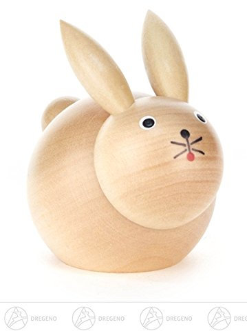 Rudolphs Schatzkiste Osterdekoration Hase klein, Natur - Osterhasenfigur - Osterdeko – Osterhase – Osterfigur – Ostern & Frühjahr - Holzfigur – Handarbeit aus dem Erzgebirge – Höhe ca. 6 cm - NEU