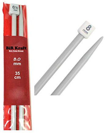 2 x Long Straight Plastic Knitting Needles (35cm) - Needle Diameter 5mm, 5.5mm, 6mm, 6.5mm, 7mm, 7.5mm, 8mm, 9mm and 10mm 2 x 2 .315 in