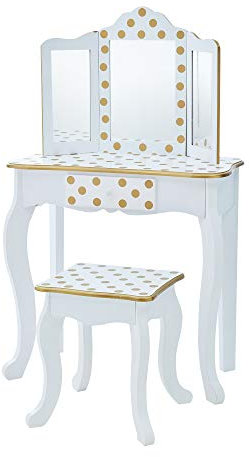 Teamson Kids Kinder Schminktisch mit Spiegel und Hocker Frisiertisch TD-11670M