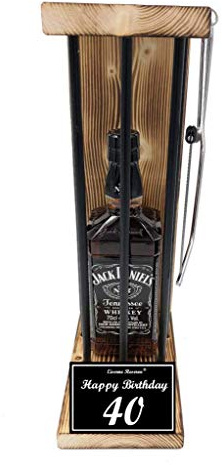 Whiskey J.Daniel Geschenk 40 Geburtstag Geschenkset Eiserne Reserve Black Edition - Text s/w Happy Birthday 40 Geburtstag Bourbon Whisky (1 x 0.70 l)