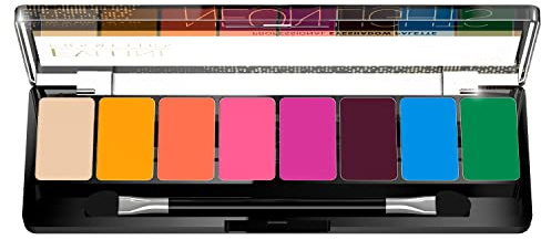 Eveline Cosmetics Neon Lights Neon Lights Eyeshadow Palette - 8 Highly Pigmented Neon Shades for Vibrant Eye Makeup, Matte Finish with Dual-Ended Applicator