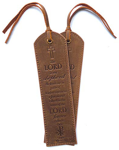 Leder-Bibel-Lesezeichen – 2 christliche Lesezeichen aus Leder mit inspirierendem Bibelvers,Psalm 23 Der Herr ist mein Hirte, Frauen, Leser und Freunde