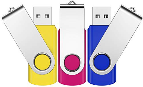 USB Stick 64GB, KROCEUS USB Stick 3 Stück Speicherstick 64GB USB 2.0 USB Speicherstick Pendrive Datenspeicher für School, Büro,Kinder und Home mit LED-Licht und Schlüsselband(3er Pack)