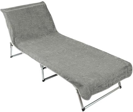 ZOLLNER Schonbezug - weiches und saugstarkes Strandtuch in 75x215 cm - waschbar bis 60°C - Baumwolle in hellgrau - Fester Halt durch eingenähte Kapuze - Oeko Tex® Zertifiziert