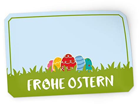 itenga 50 x Geschenkaufkleber Frohe Ostern Ostereier Aufkleber rechteckig für kurze Texte Namensschild Geschenkeaufkleber Etikett Sticker