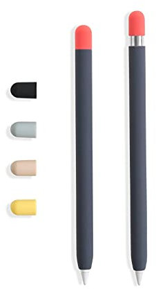 doodroo - Skin per Apple Pencil, Custodia/Cover Protettiva Blu Notte con 5 Cappucci Colorati, Compatibile con Apple Pencil 1a e 2a Generazione