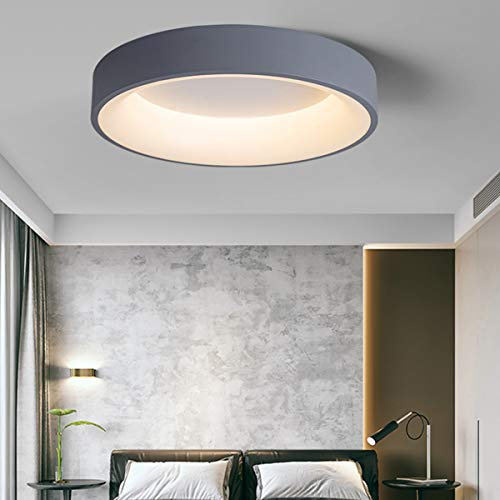 YUNZI Modern Deckenleuchte Dimmbar mit Fernbedienung, LED Dimmen Deckenleuchten, Runden Kreativ Deckenlampe Befestigung zum Wohnzimmer Schlafzimmer Küche Büro Beleuchtung,Grau,Ø45CM 30W