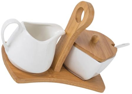 BESTonZON Zucker Schüssel Und Creamer Set mit Deckel Löffel Keramik Creamer Zucker Topf Mini Kaffee Milch Creamer Krug Porzellan Serving Pitcher Sauce Krug Krug Sauciere Schüssel 1 Set