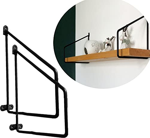 WZYX Support pour Etagère Noir Equerre Etagere Murale 15/20/25/30/35/40cm Équerre pour Étagère Fer Forgé Flottantes, Lot De 2